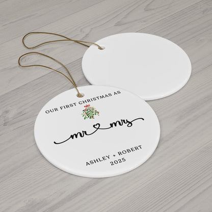 Mr and Mrs First Christmas Ornament