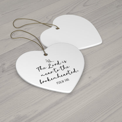 The Lord Is Near to the Brokenhearted – Psalm 34:18 Heart Ornament