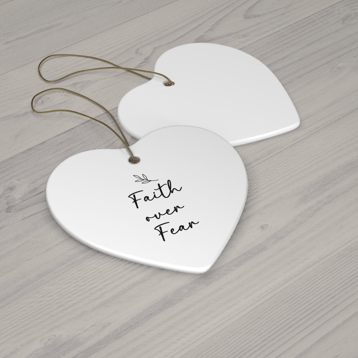 Faith Over Fear – Christian Heart Ornament