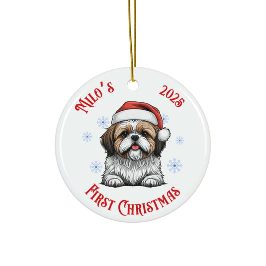 Shih Tzu Puppy First Christmas Ornament