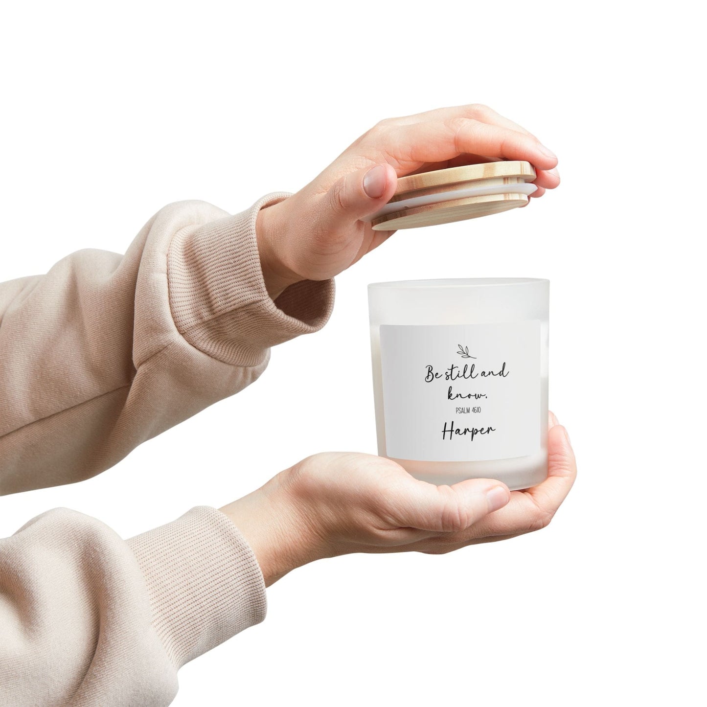 Be Still And Know Frosted Glass Candle — 11oz Personalized Scented Candle
