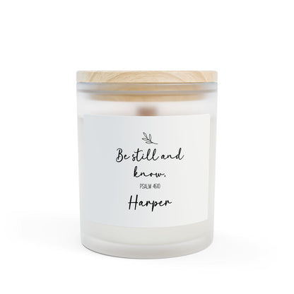Be Still And Know Frosted Glass Candle — 11oz Personalized Scented Candle
