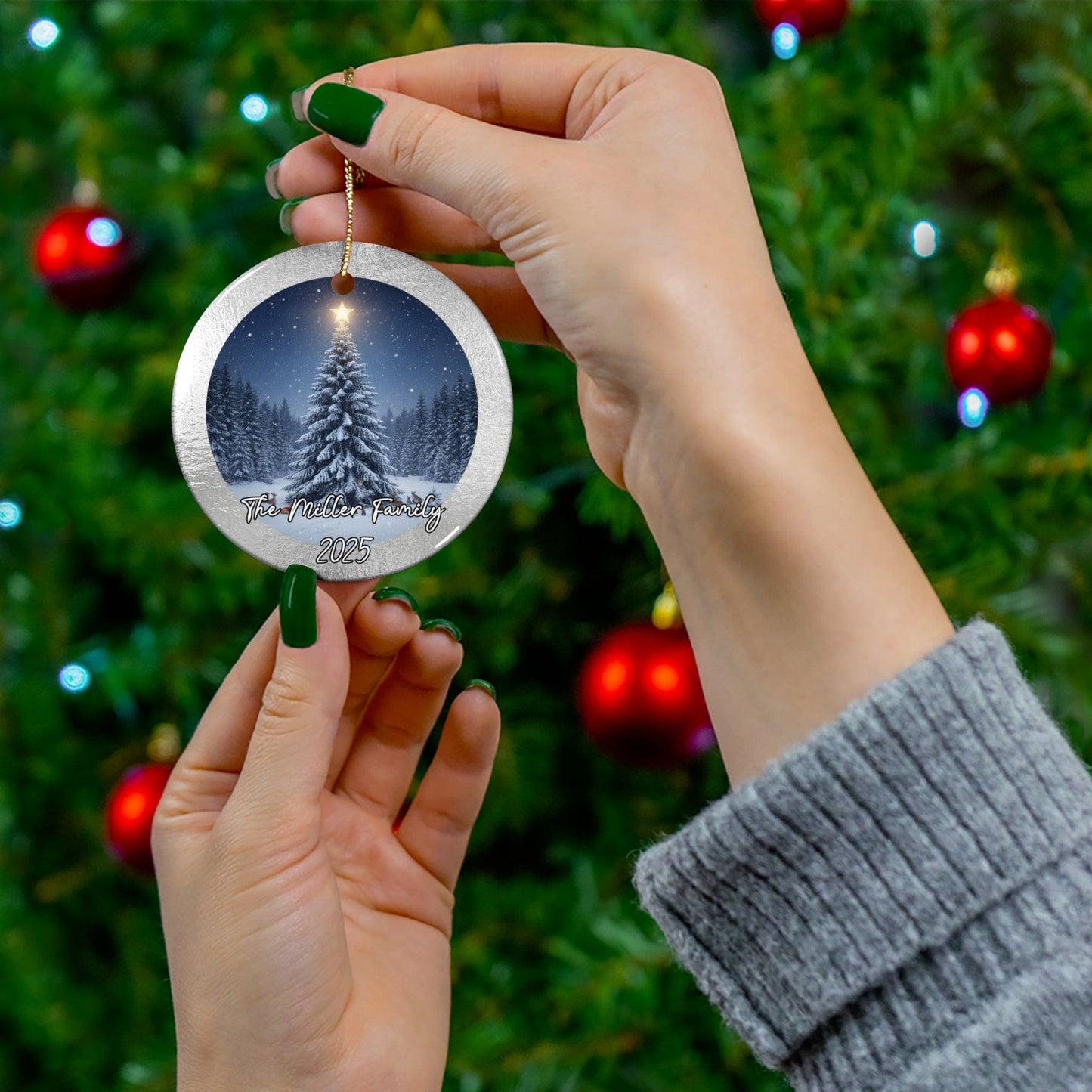 Silver Snow Christmas Ornament