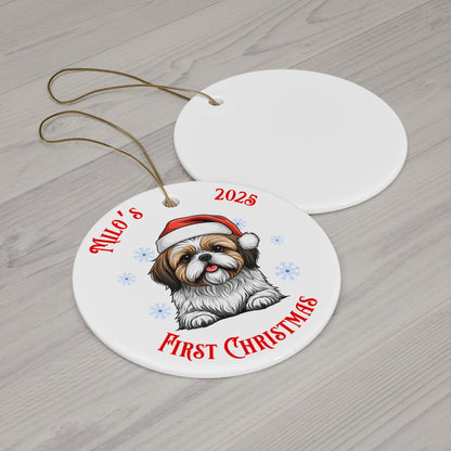 Shih Tzu Puppy First Christmas Ornament
