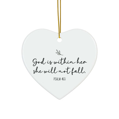 God Is Within Her – Psalm 46:5 Heart Ornament