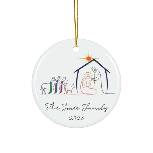 Line Art Nativity Ornament