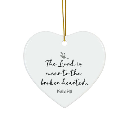 The Lord Is Near to the Brokenhearted – Psalm 34:18 Heart Ornament