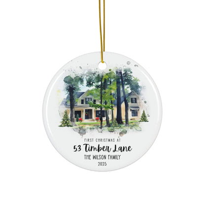 First Christmas Home Ornament – Custom Photo Watercolor Design
