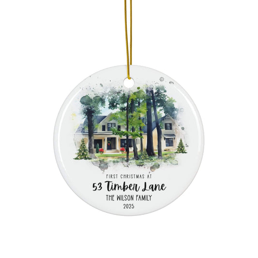 First Christmas Home Ornament – Custom Photo Watercolor Design