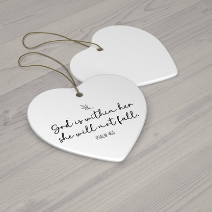 God Is Within Her – Psalm 46:5 Heart Ornament