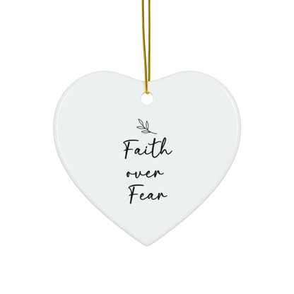 Faith Over Fear – Christian Heart Ornament