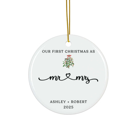 Mr and Mrs First Christmas Ornament