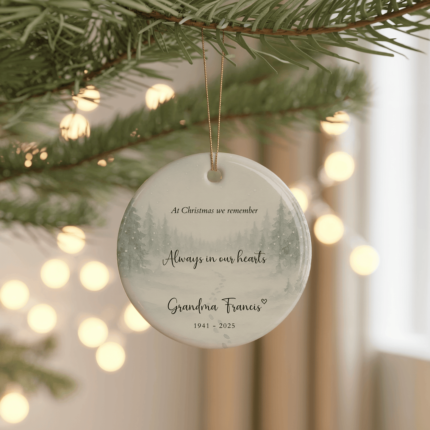 Personalized Memorial Christmas Ornament – Always In Our Hearts