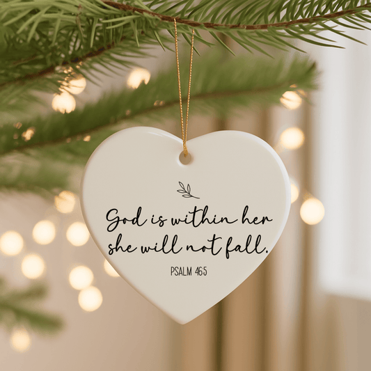 God Is Within Her – Psalm 46:5 Heart Ornament
