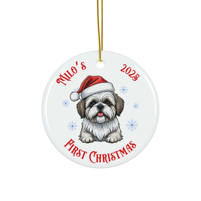 Shih Tzu Puppy First Christmas Ornament