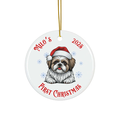 Shih Tzu Puppy First Christmas Ornament