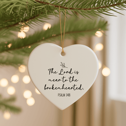 The Lord Is Near to the Brokenhearted – Psalm 34:18 Heart Ornament