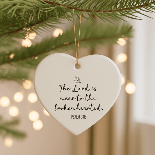 The Lord Is Near to the Brokenhearted – Psalm 34:18 Heart Ornament