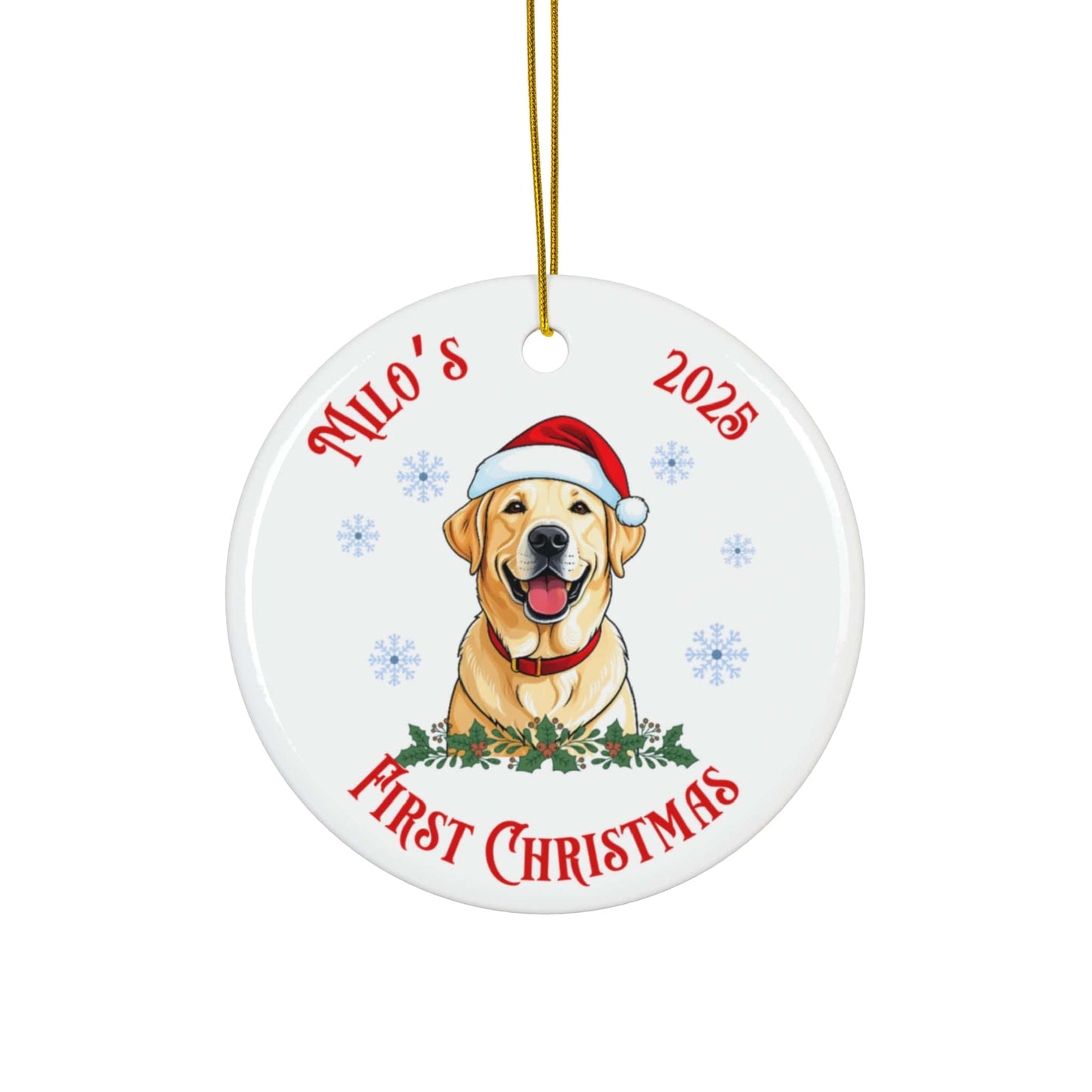 Yellow Labrador Retriever Christmas Keepsake - Personalized Ornament